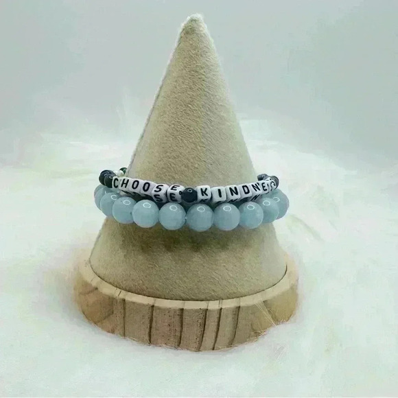 COPY - Choose Kindness Sky Blue Beaded Bracelet Duo - Picture 3 of 7